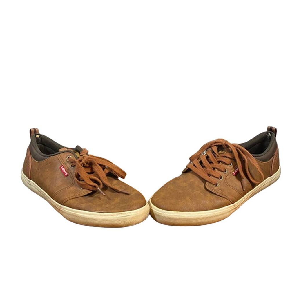 Levi’s Alpine Tumble Men’s Brown Faux Leather Stacked Lace Up Sneakers Sz 9.5 - Picture 2 of 11